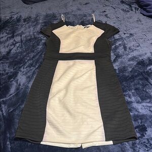 R&K Black and White Sheath Mini Dress with Spaghetti Straps for Cocktail